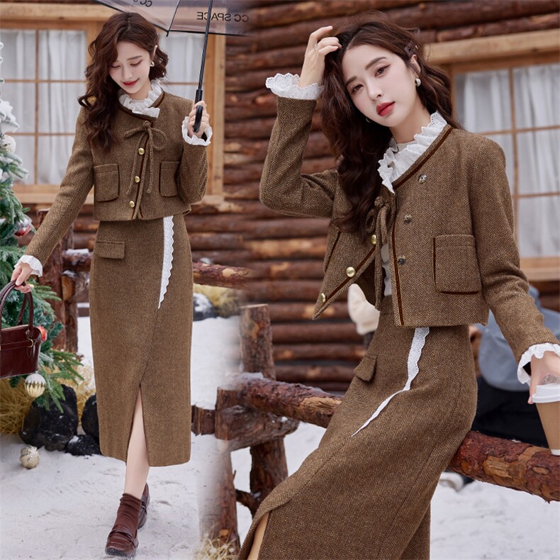 《现货bao款》2026早春小香风套装长裙女优雅法式半身裙两件套女，女装套装/套裙，众宇琦