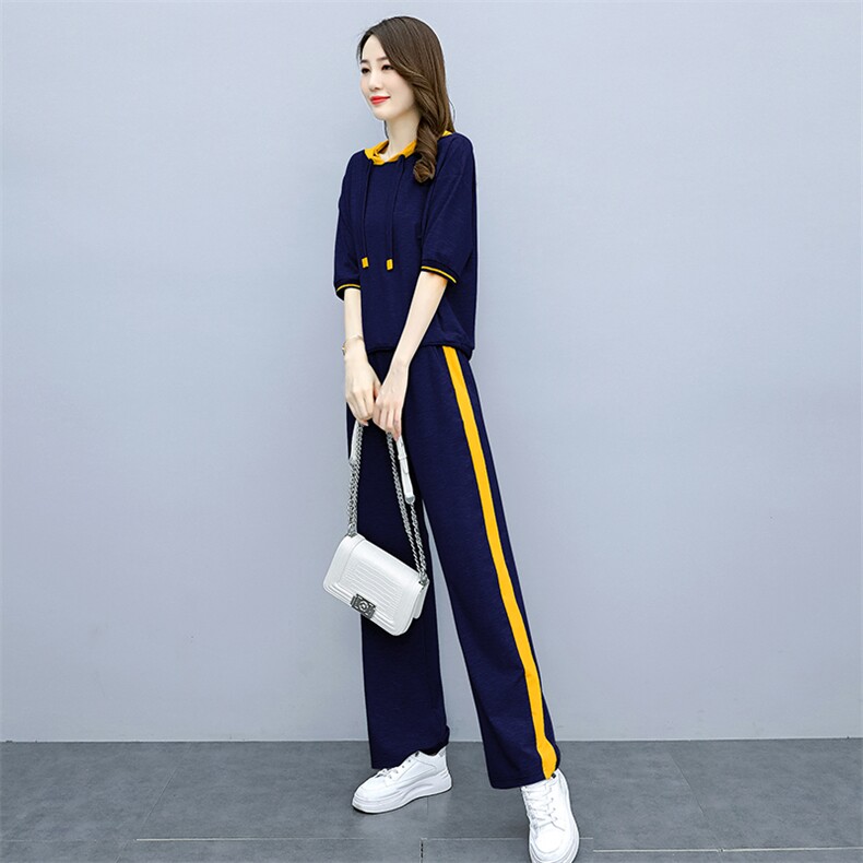 时尚休闲卫衣套装两件套2024春秋新款大码女装时尚轻熟阔腿裤套装,女装套装/套裙,梦依杭