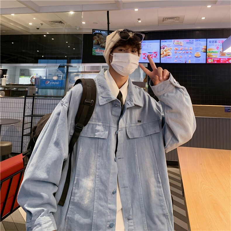美式复古做旧水洗牛仔外套男女嘻哈宽松潮百搭情侣夹克JK885-P68,男装夹克,星座1008