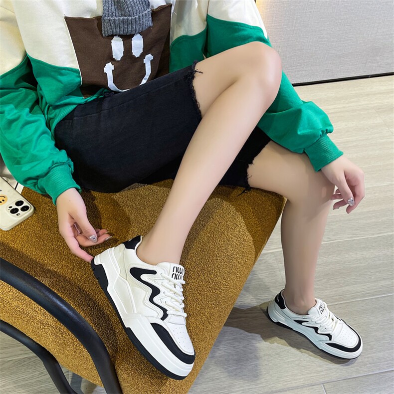 真皮厚底休闲小白鞋女潮款2023秋季新款平底学生运动单鞋韩版板鞋,女鞋休闲鞋,电商A223