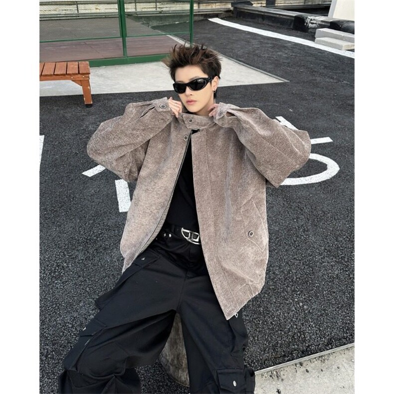 美式铜氨触感哈灵顿cleanfit夹克男女春季树纹肌理千鸟格内里外套,男装夹克,星座506A