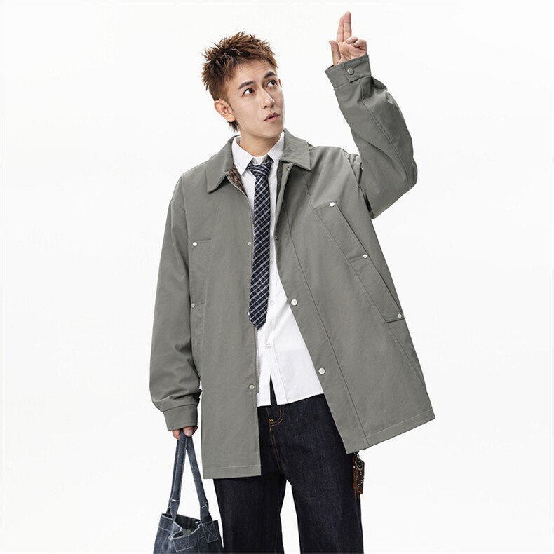 中长款夹克男2025新款秋季工装风衣外套男潮牌高级感Q5539-P78,男装夹克,星座610（原A335）