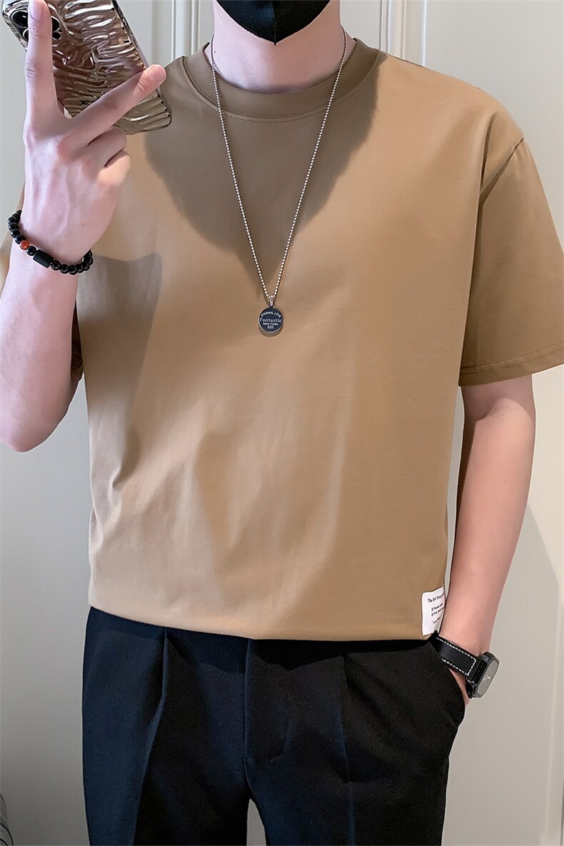 2025新款夏季短袖T恤男潮牌百搭纯色半袖体恤A313-1-82327-特批35,男装T恤,电商A313-1