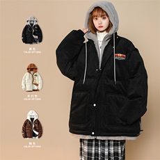 冬季中性风假两件棉衣外套加绒加厚清新棉服男女8117-P140控价188，男装棉衣，电商A441-1