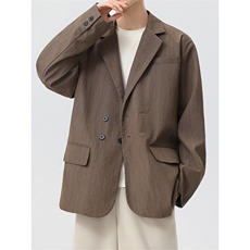 竖纹褶皱西装拼色小格子外套双排扣休闲西装JK2128-P68，男装西服，星座210-1