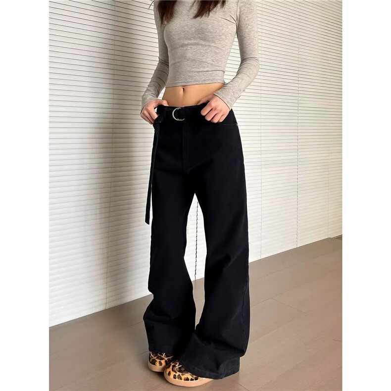 大码美式复古廓形弯刀牛仔裤男女2025新款褶皱宽松阔腿休闲拖地裤,男装牛仔裤,星座506A