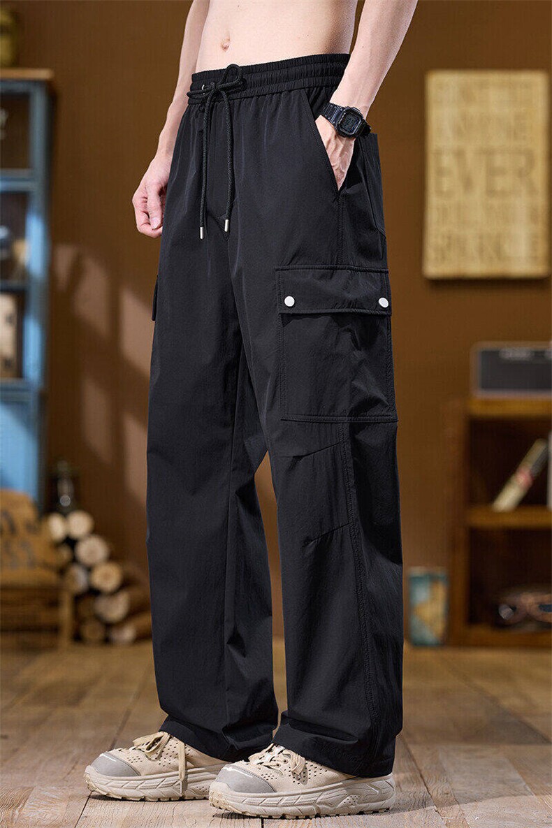 夏季宽松直筒休闲裤男款2025新款冰丝凉感潮流时尚长裤K8209-P40,男装休闲裤,星座610（原A335）