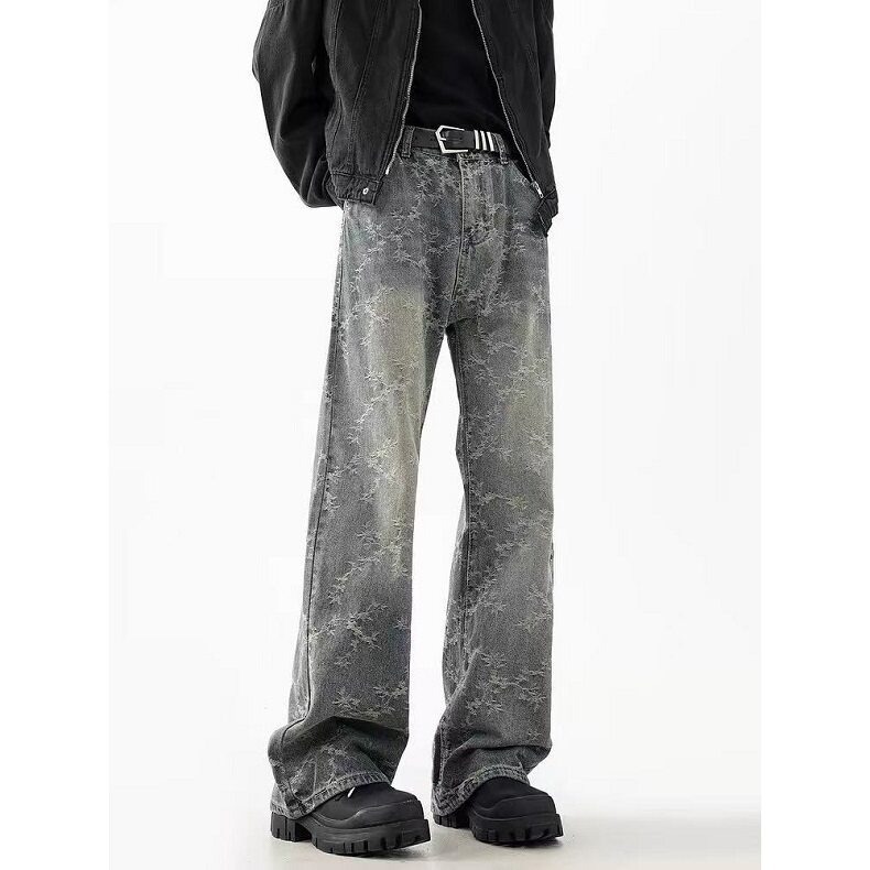 高街小众微喇牛仔裤男复古水洗百搭痞帅休闲长裤NK24944，男装牛仔裤，星座1116A（原606A-3）