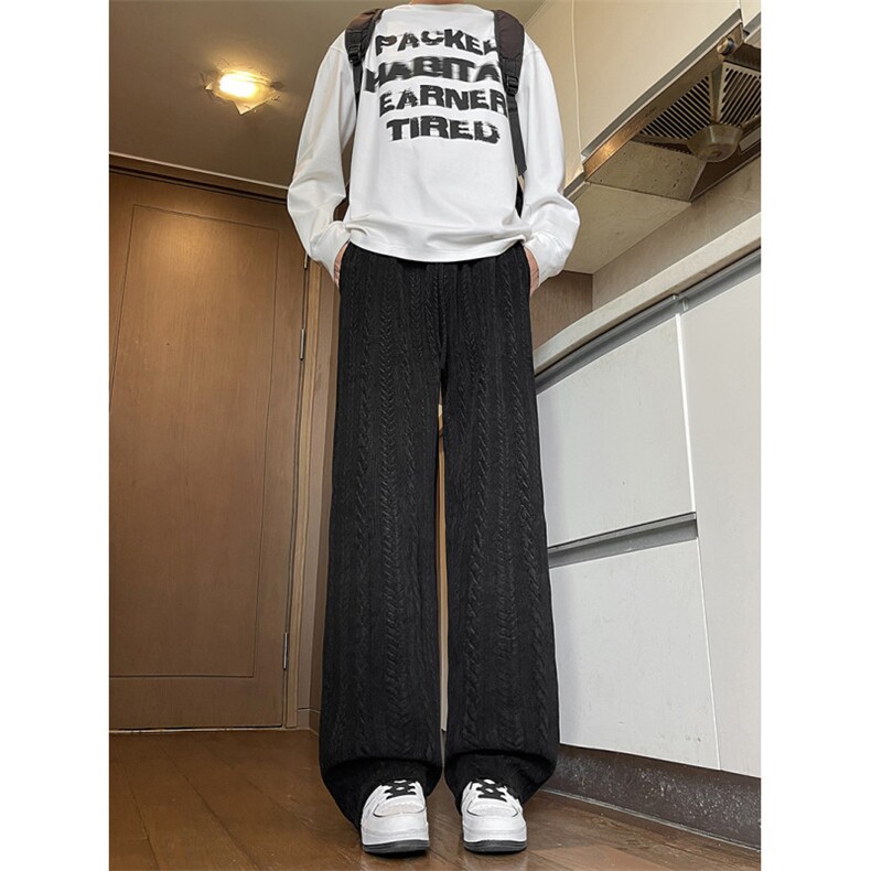 YK86131-P35美式复古棕色加绒裤子男冬季加厚灯芯绒卫裤麦穗纹，男装休闲裤，电商A086-1