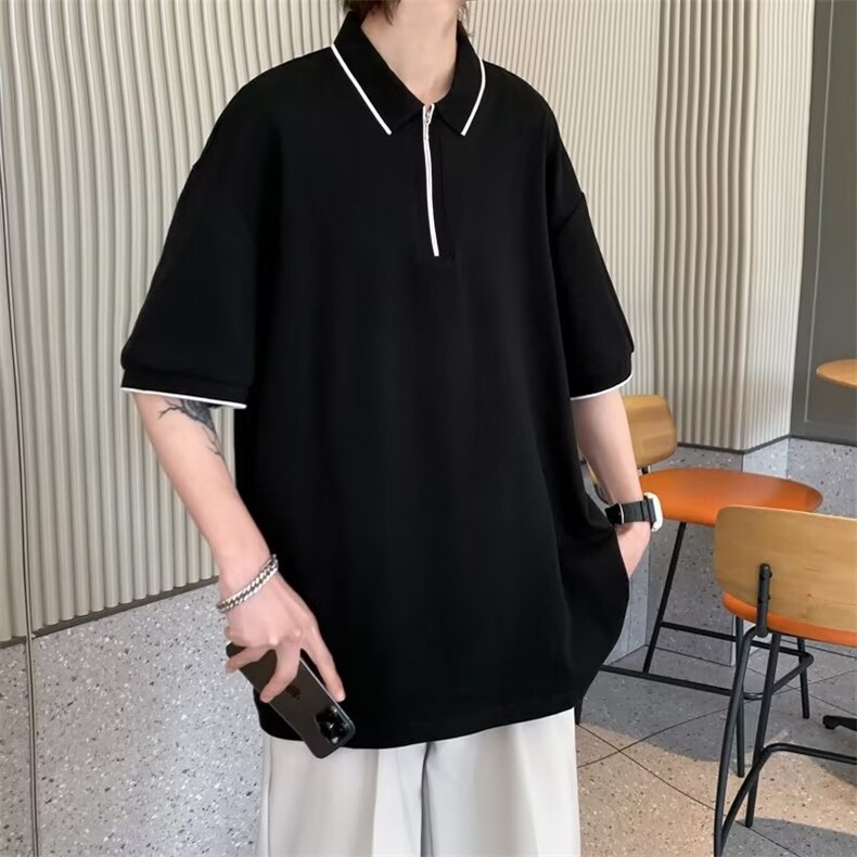 慵懒文艺2023ins百搭标准男潮无袖青春流行时尚夏季新款POLO衫,男装T恤,星座716-4