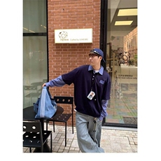 W9499-P45网图现货新款假两件拼接格子衬衫休闲POLO衫百搭T恤，男装T恤，星座1608-2
