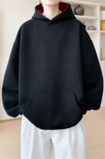 两斤重华棉内景秋冬基础宽松撞色连帽卫衣男潮流大码WY00699/P55，男装卫衣，电商B316