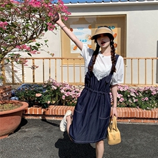 夏装大量现货牛仔背带裙休闲两件套2C133-8931P145K198，女装套装/套裙，2C133