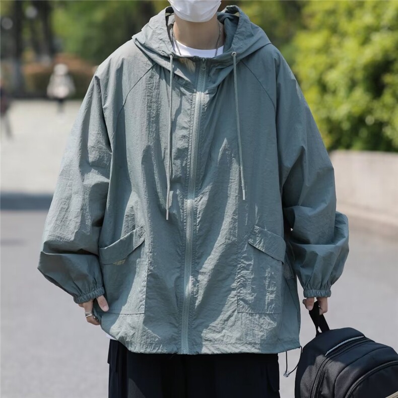 日系轻薄防晒衣男夏季宽松透气长袖连帽外套美式FS92-P40,男装防晒衣,星座1109-3