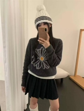 2025年秋季时尚百搭通勤简约休闲加厚圆领提花毛衣，女装针织衫/毛衣，鑫之绒