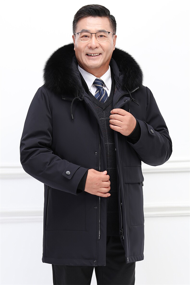 男士90绒羽绒服大狐狸毛领中老年可脱卸毛领内胆可单穿派克服,商品下架区,钱塘723