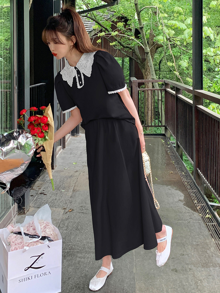 粉色卡通印花卫衣套装女春季2025新款设计感减龄休闲半身裙两件套,女装套装/套裙,浙宝192（原082）