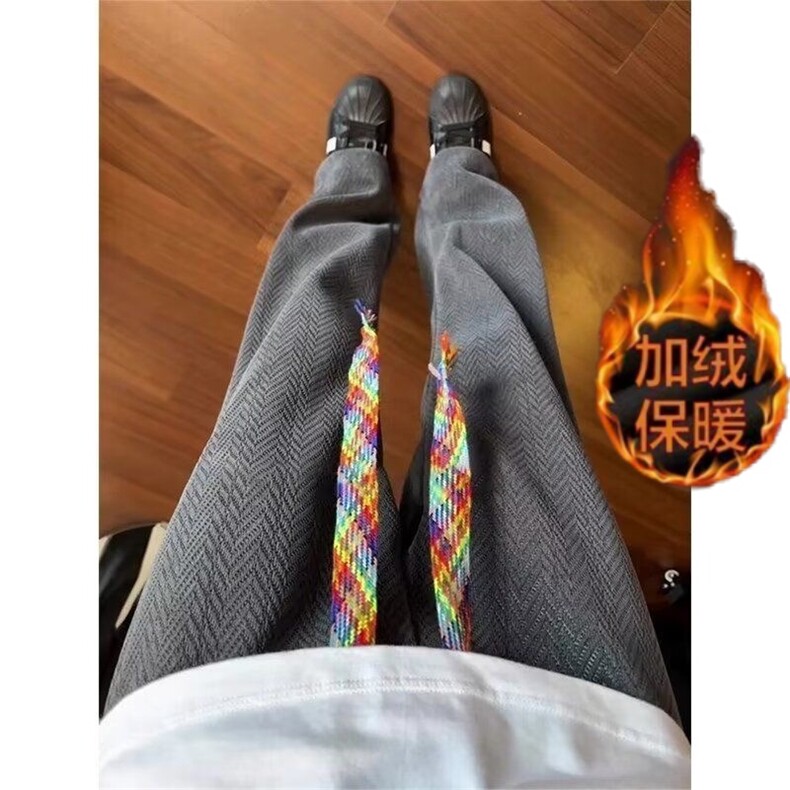 美式麦穗纹休闲裤子男冬季加绒重磅宽松直筒裤常规P32加绒P36,男装卫衣,四季星座505