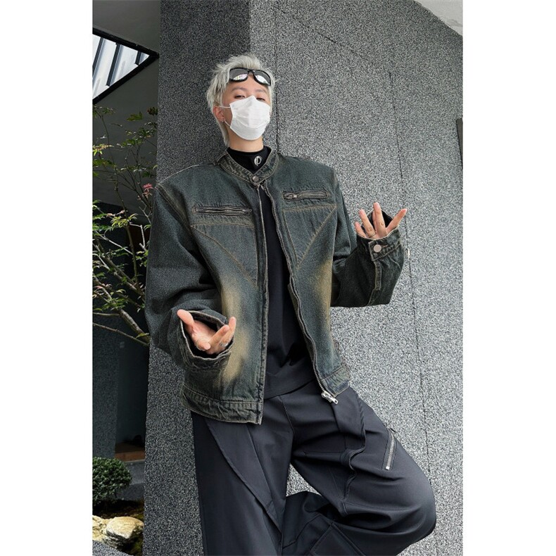 美式高街小众解构设计感垫肩牛仔外套JK8642P78,男装夹克,星座1116-2
