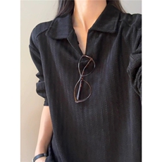 垂感黑白格衬衫男女长袖潮流小众情侣高级设计感个性宽松打底衬衣，男装T恤，星座1210-1