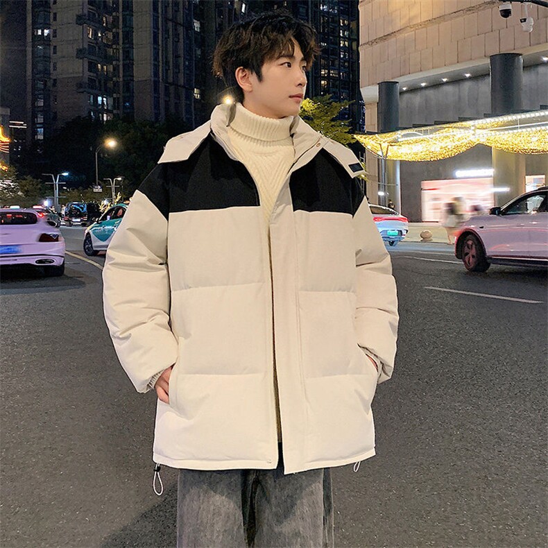 现货抖音得物品质拼接撞色三防加厚棉衣外套冬季连帽棉服MY66666,男装棉衣,电商A486