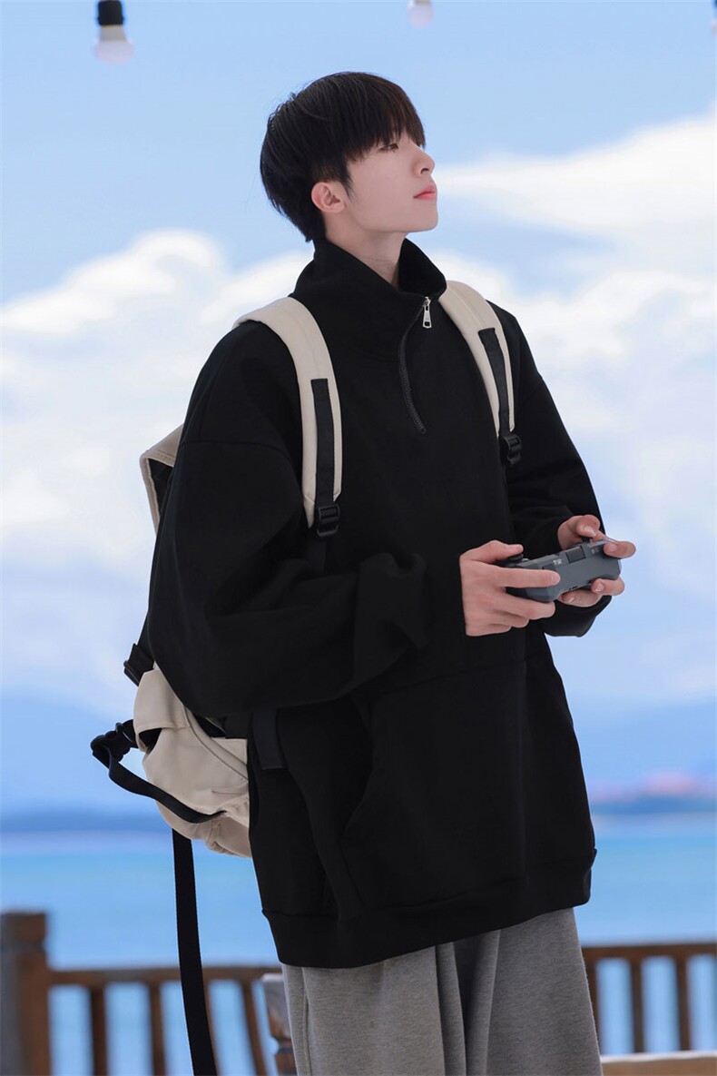 1360克重磅半拉链POLO衫50%棉50%涤纶大码M-5XL卫衣男WY77077P65,男装Polo衫,星座226-2