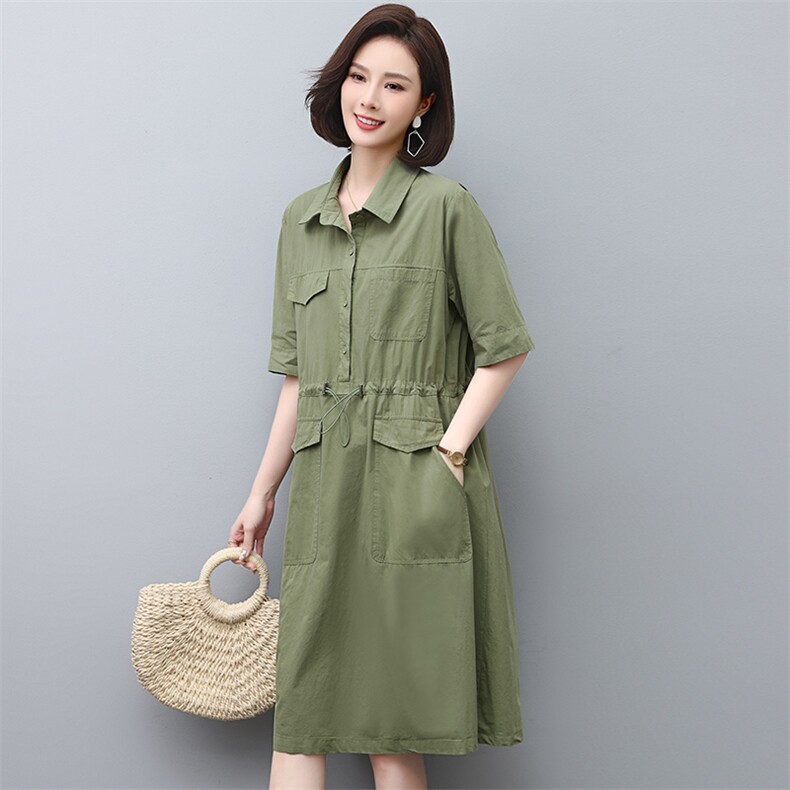 棉麻连衣裙女2025夏季新款收腰显瘦高端洋气大码中年妈妈亚麻裙子,女装连衣裙,江忆布依