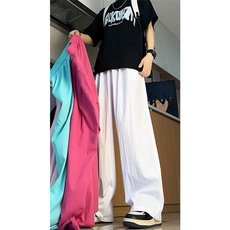 8XL-M多巴胺冰丝垂感慵懒山本裤男夏拖地裤子阔腿休闲裤KZ051P30图片