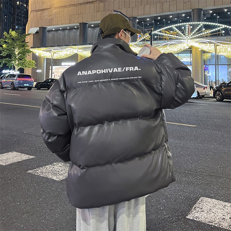新款立领pu皮印花棉衣男秋冬季加厚面包服外套保暖棉服MY609-P115,男装棉衣,星座505-3