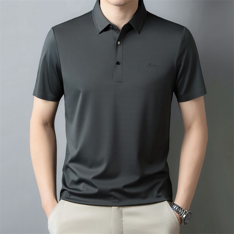 男士商务polo衫夏季短袖中年半袖t恤纯色翻领上衣YF13167-P68，男装Polo衫，星座1105-3