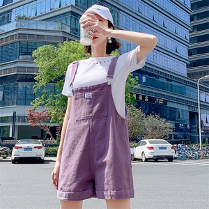 百搭减龄口袋韩版背带裤子2021年夏季常规图片