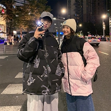 卡通印花小怪兽皮卡丘情侣学生短款轻薄拼色得物羽绒服男，男装羽绒服，星座301D-4(原星座1004-4）