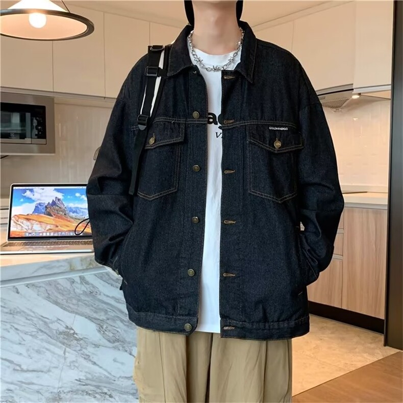 牛仔夹克工装外套男2023春秋季日系宽松休闲情侣上衣 W3797-P58图片
