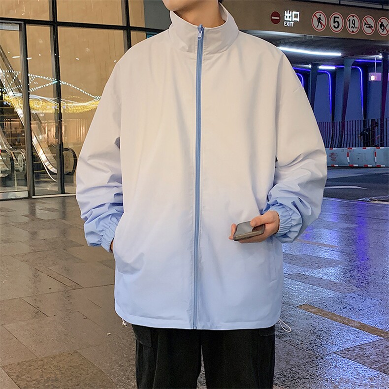 港风秋季新款宽松夹克男渐变色立领上衣两面穿外套MYJ24-7906-P68,男装夹克,星座717