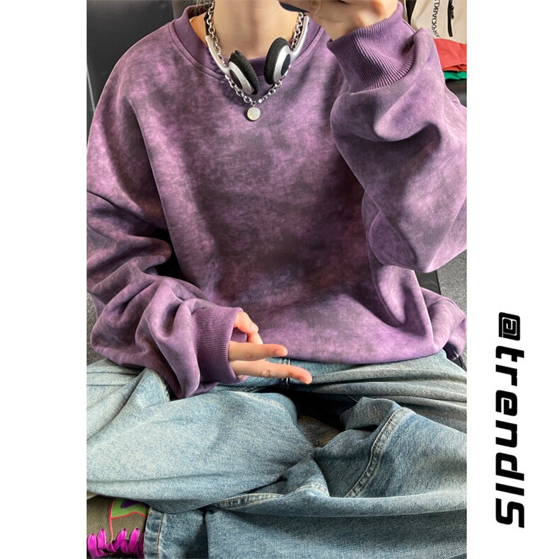 2025春季新款女模自拍大码脏脏色圆领卫衣M-5XHW24555-特P30,男装卫衣,电商A022