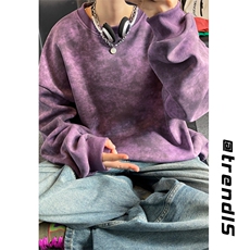 2025春季新款女模自拍大码脏脏色圆领卫衣M-5XHW24555-特P30，男装卫衣，电商A022