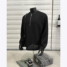 假模图美式亨利领半拉链长袖T恤男2026新款春季设计感外套P48，男装T恤，电商C306-1