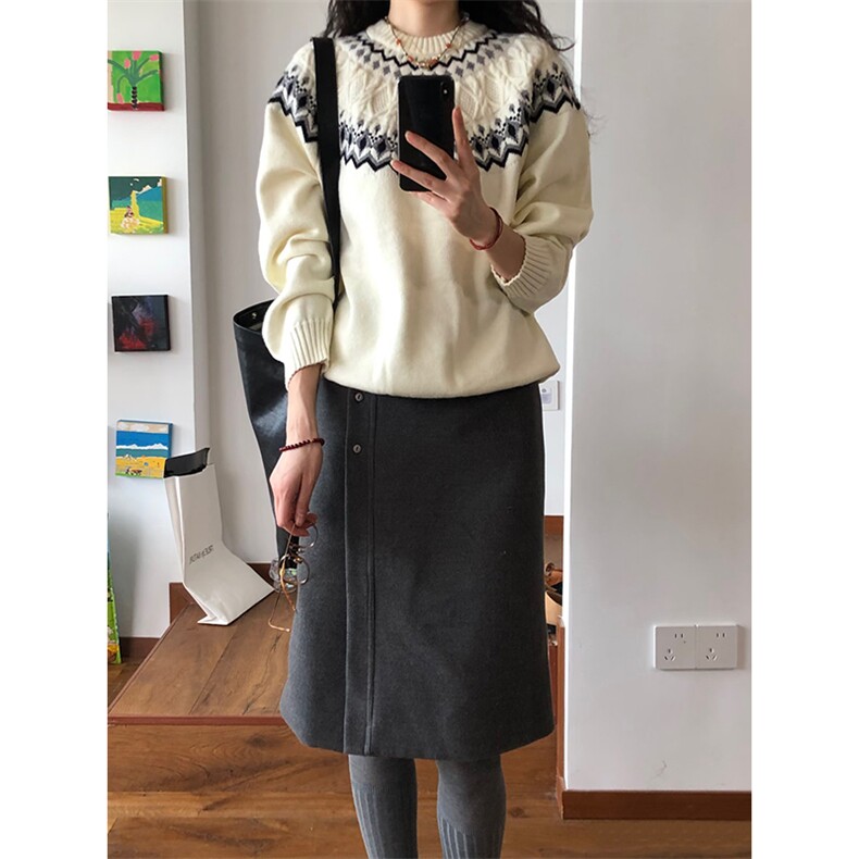 重磅秋冬装北极绒套头毛衣美式复古休闲慵懒风提花工艺针织衫外套,男装针织衫/毛衣,电商A486