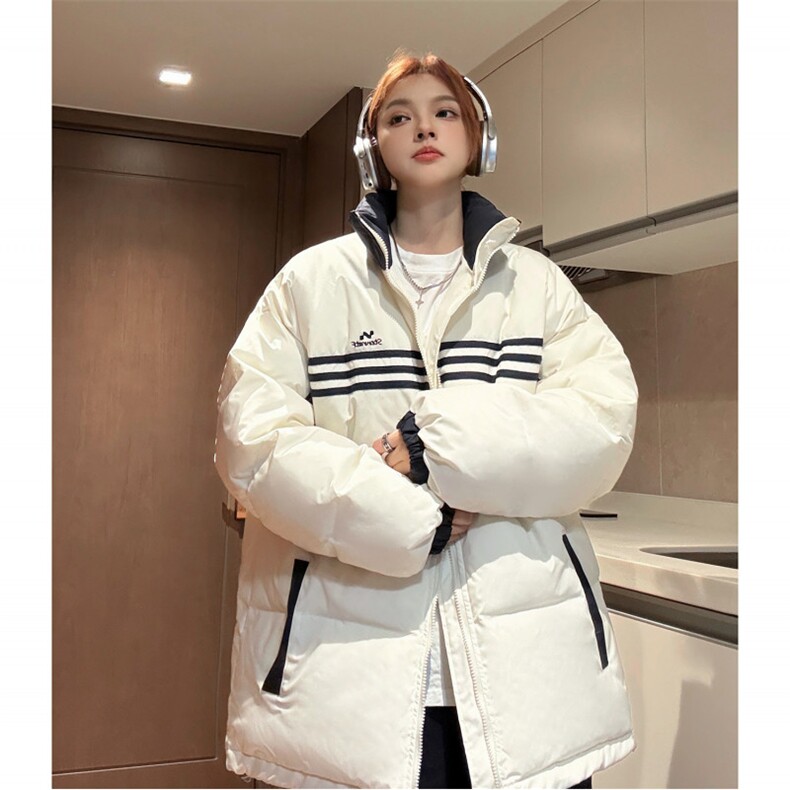 冬装中性美式条纹织带棉服刺绣logo棉衣休闲外套男女G1100P118,男装棉衣,电商A339