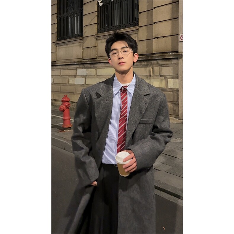 长款秋冬克鲁苏文职大衣宽松高级感外套DY05022P125,女装短外套,星座1004（原星座815-3）