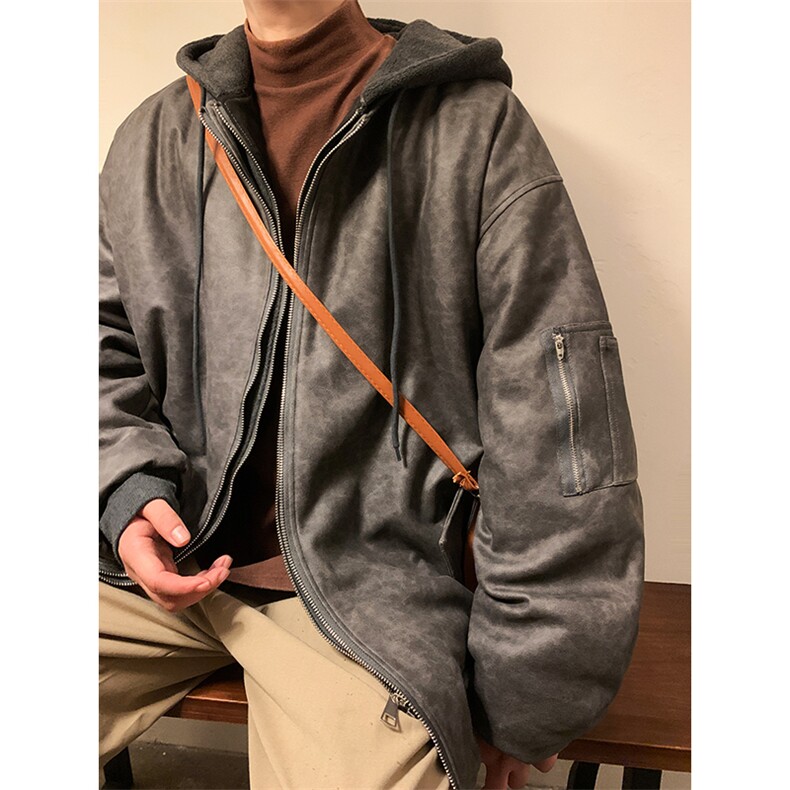 秋冬棉衣仿皮棉袄假两件连帽外套夹棉加厚1016-1W96P158K188,男装棉衣,星座1016-1（原电商B408-1）