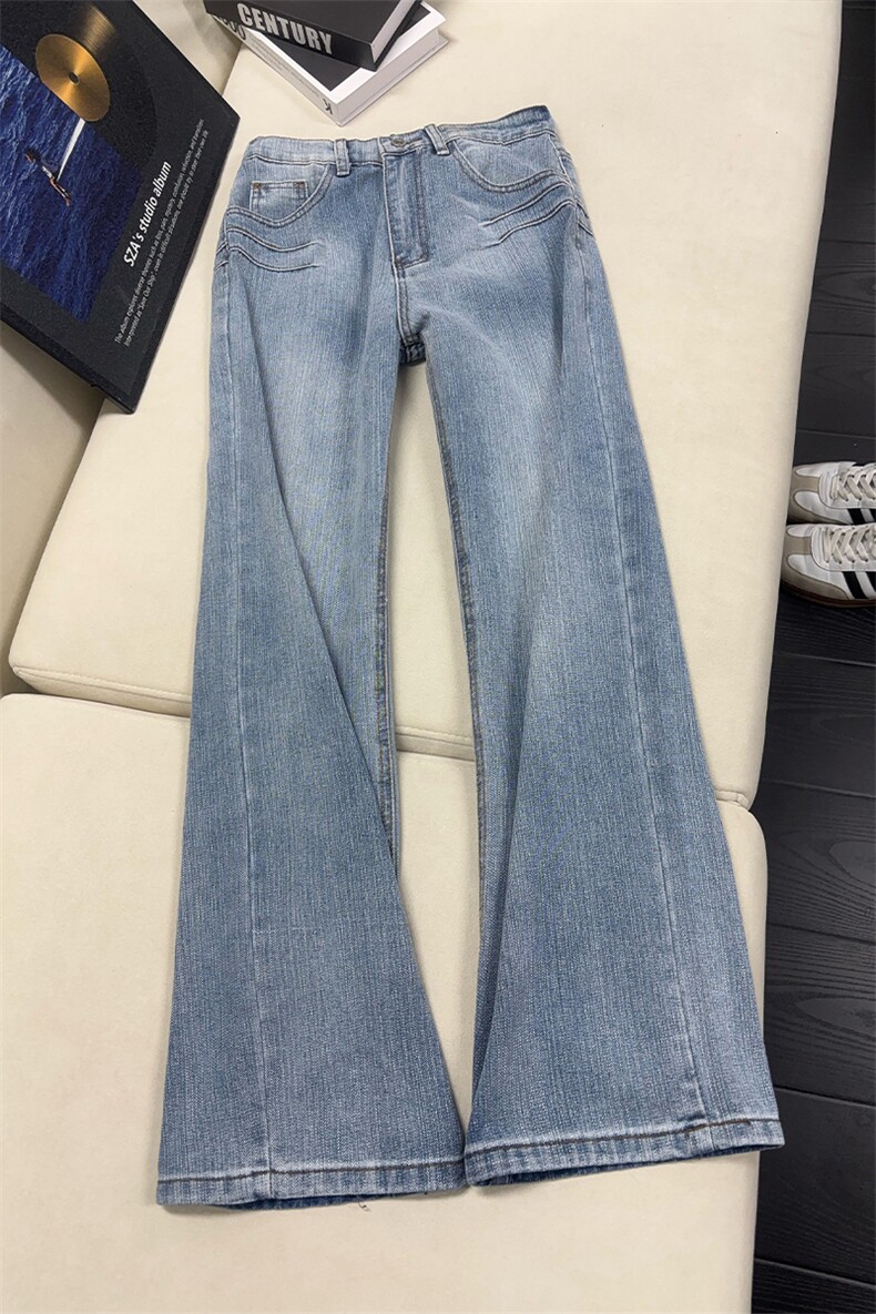 B221美式ins高街暗黑宽松微喇竹节纹牛仔裤LK25585-特P50控78,男装牛仔裤,电商B221
