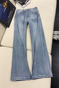 B221美式ins高街暗黑宽松微喇竹节纹牛仔裤LK25585-特P50控78图片