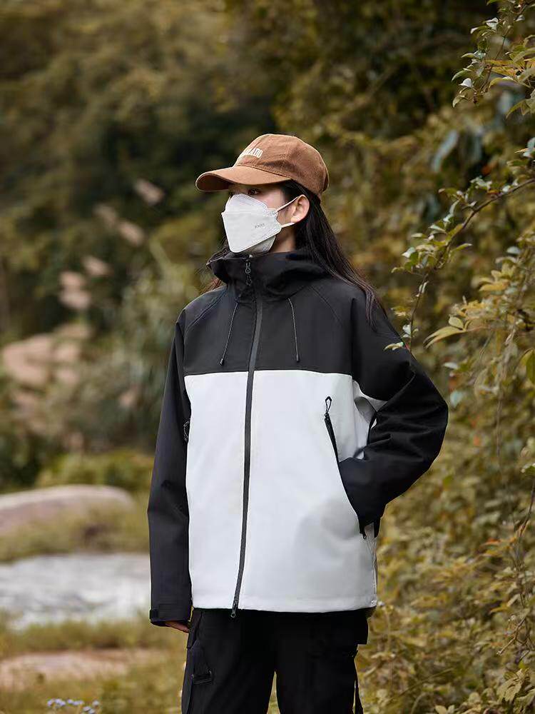 2025秋冬百搭时尚简约高领长袖拉链冲锋衣,女装短外套,衫都服饰