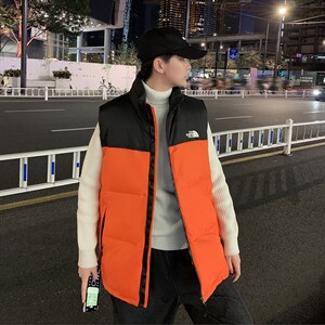 有版权现货刺绣立领宽松外套马甲时尚男款韩版羽绒服MJ02P65控98图片