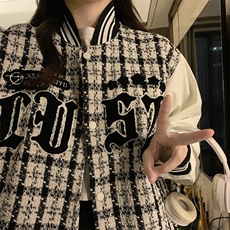 美式棒球服女秋冬刺绣拼接皮袖复古夹克情侣宽松翻领外套C669-75，男装夹克，星座911-2(原星座613-2）