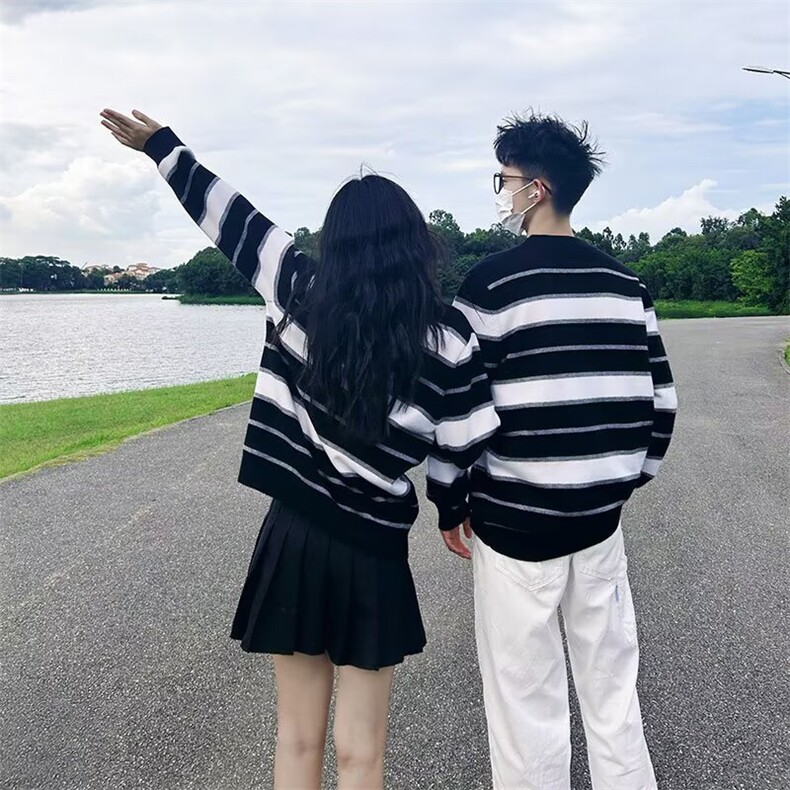 MM483-P52美式新款复古休闲慵懒风条纹开衫毛衣外套,男装针织衫/毛衣,星座617A-2