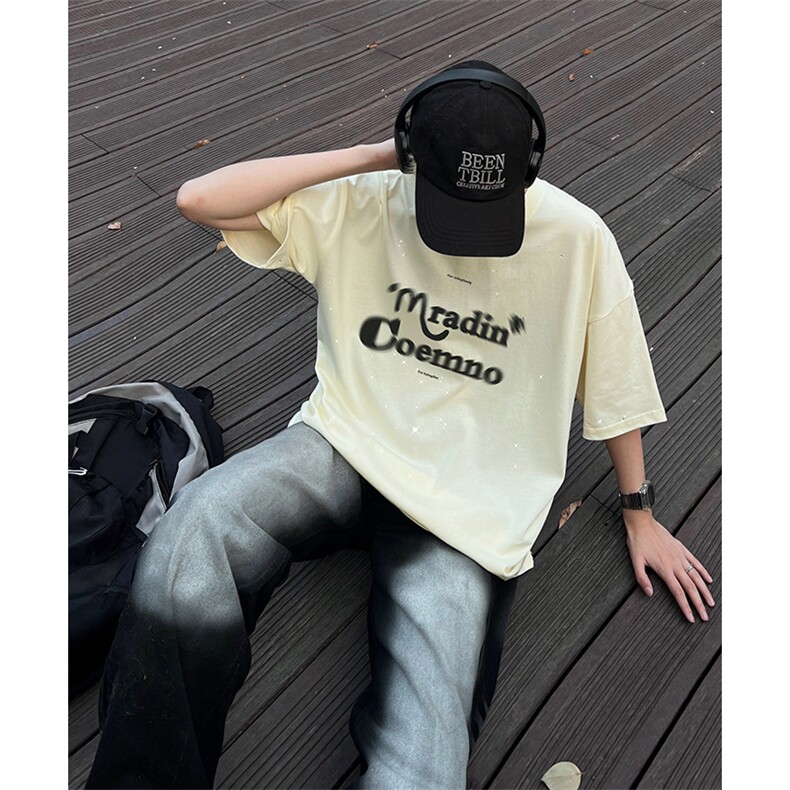 量大优供抖音视频支持得物配合二开美式满天星亮片短袖T恤MTX302,男装T恤,电商A486