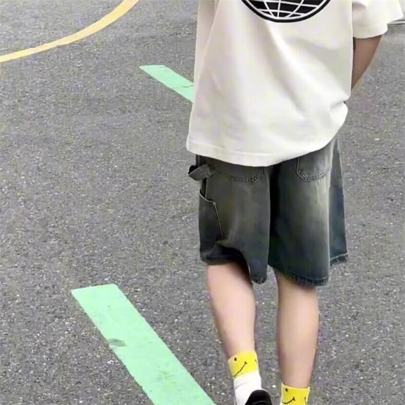 2025夏季新款美式复古水洗做旧牛仔短裤男款潮牌宽松直筒五分,男装牛仔裤,星座218-1（原230）