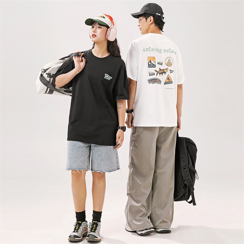 2025夏季新款男装日系潮牌纯棉印花圆领宽松短袖休闲T恤T960-F41,男装T恤,电商A101（原外27）